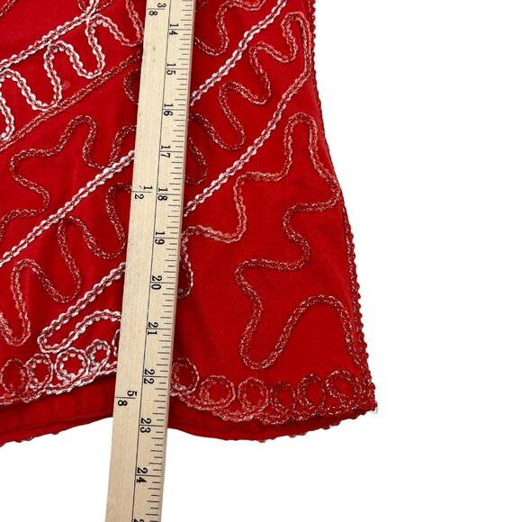 Once 1 Again Vintage Women's size Small Top embroidered beaded Red 3/4 sleeves - Picture 5 of 7